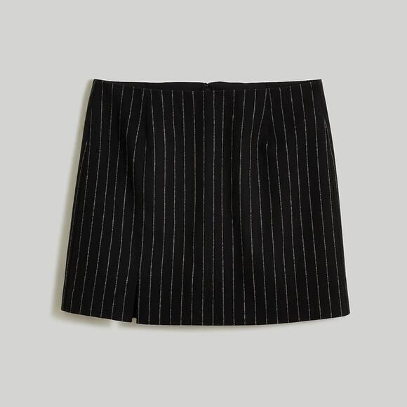 Madewell Wool-Blend Mini Skirt in Almost Black Pinstripe Size 8 - Picture 4 of 9